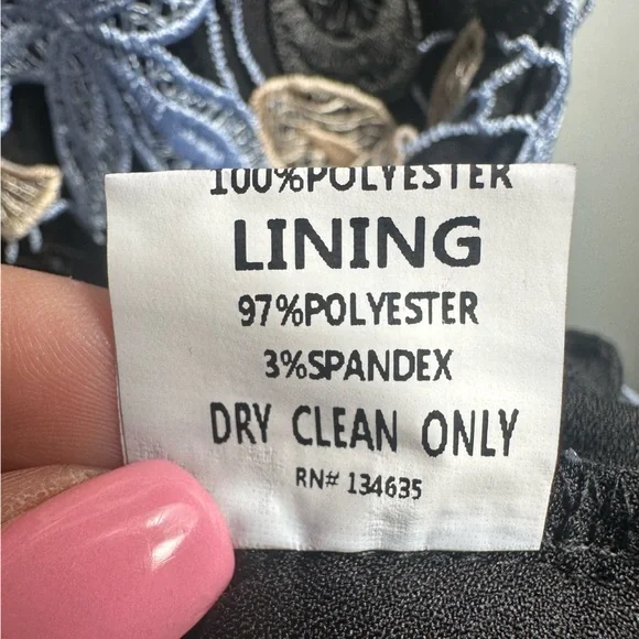 ANTHROPOLOGIE MINUET Women’s Blue and Black Floral Lace Mini Dress - Picture 14 of 15